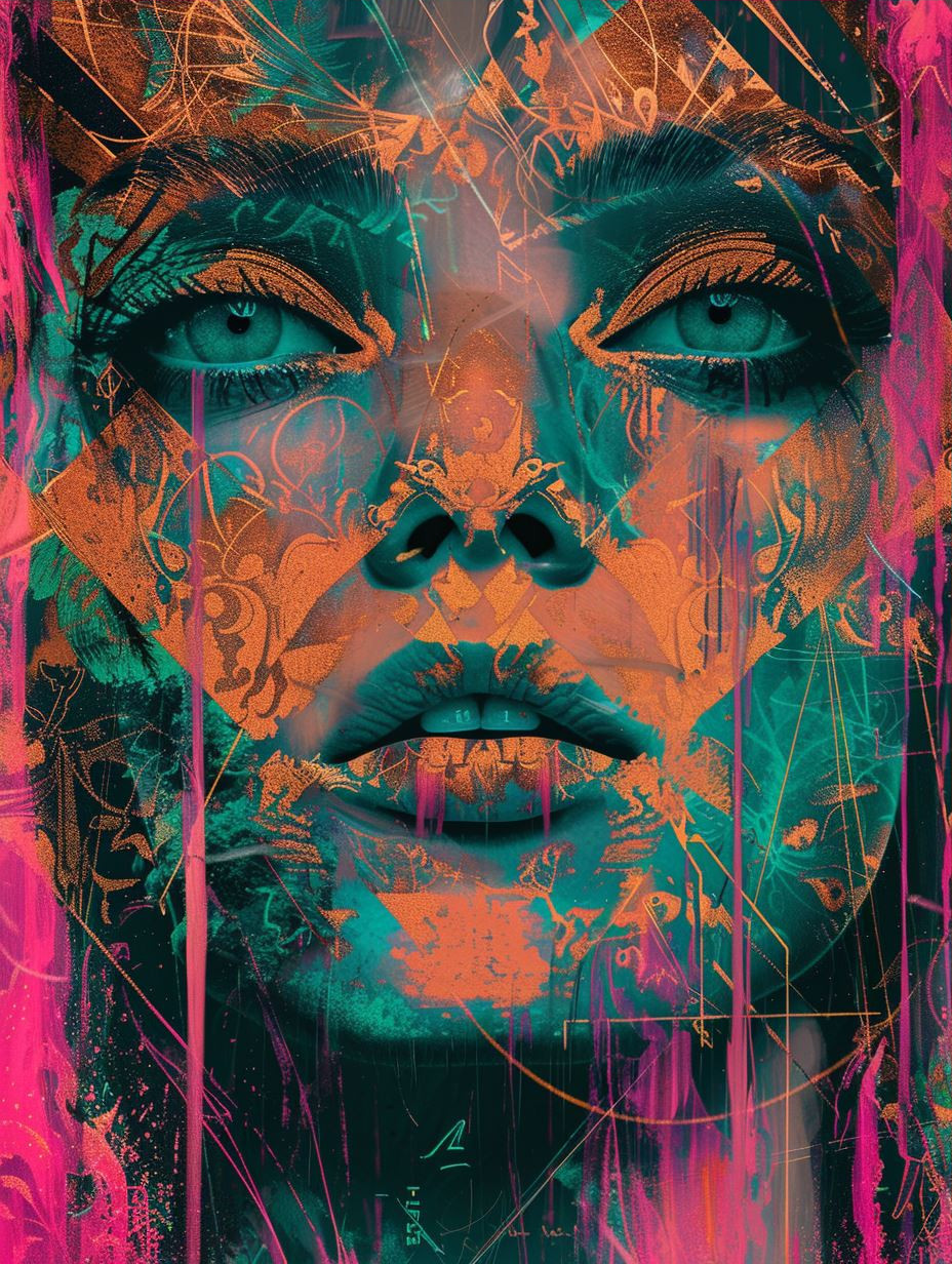 Neon Soul: Abstract Portrait Collage - Image 3