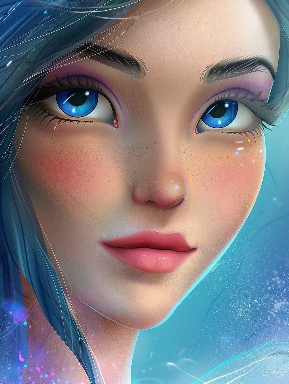 Ethereal Blue-Eyed Digital Portraits - Image 1