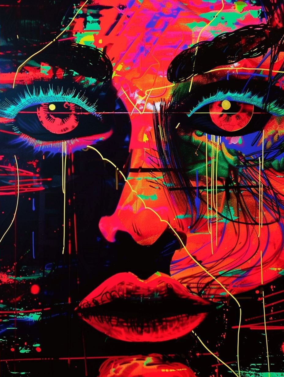 Neon Glitch Cyber Portrait - Image 2