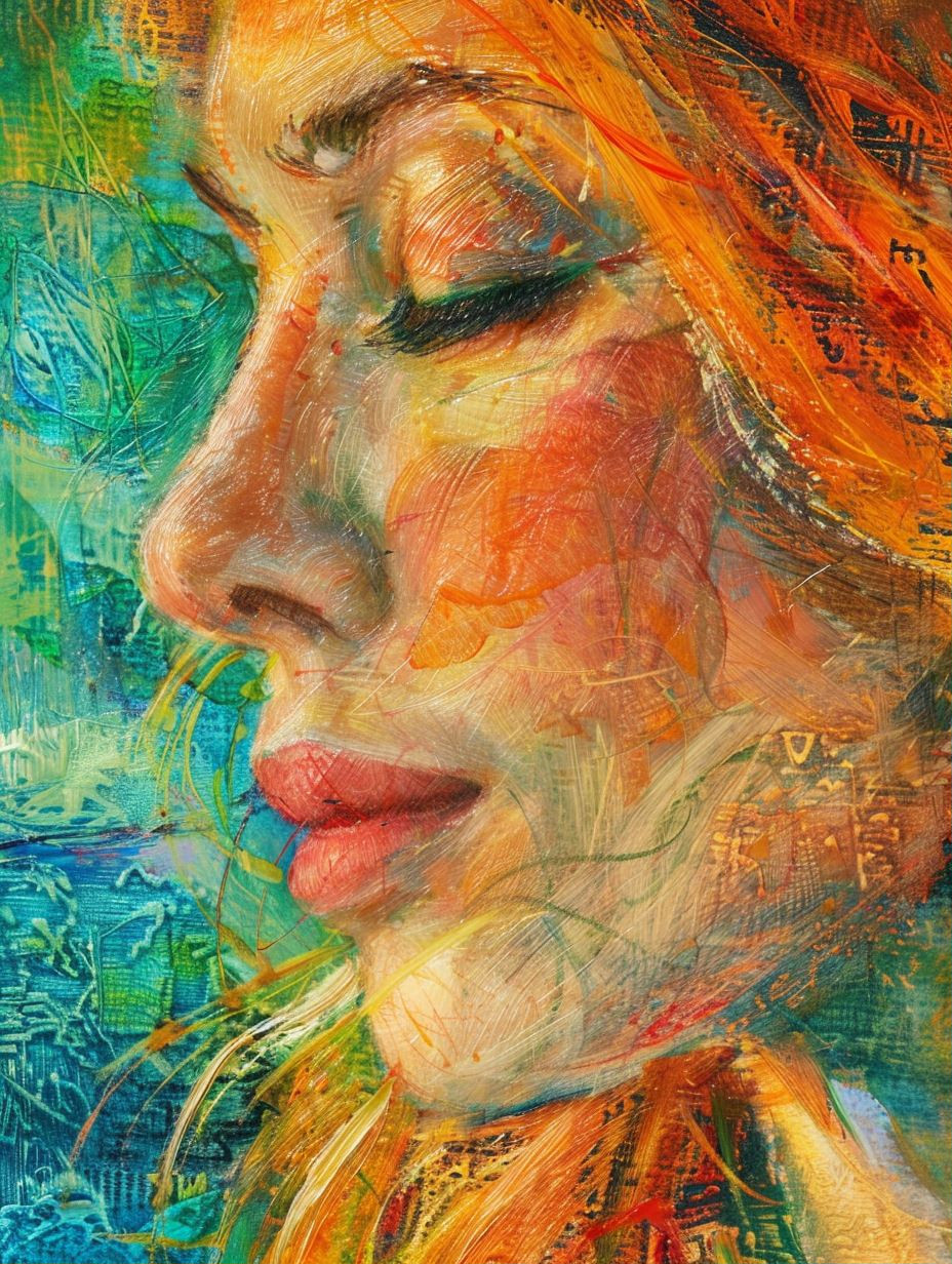 Vibrant Impressionist Portrait of Serenity - Image 1