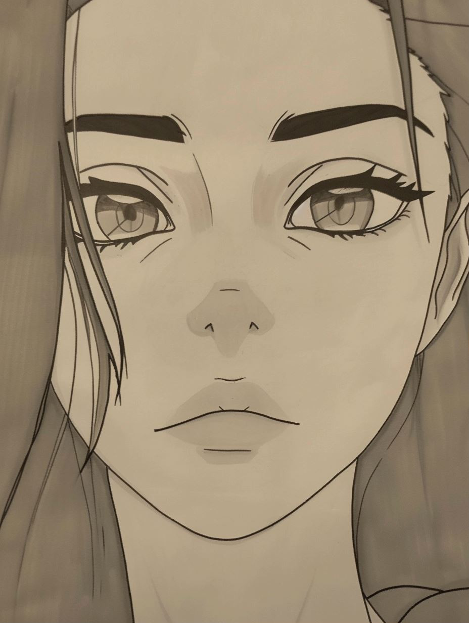Ethereal Monochrome Anime Portrait - Image 1