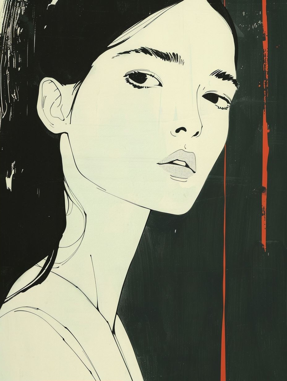Melancholic Noir Manga Portrait - Image 2