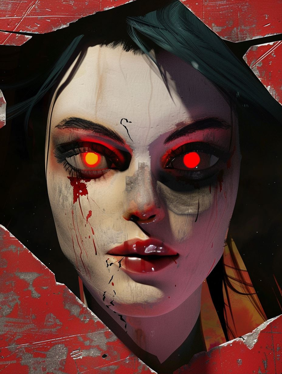 Haunting Gaze of Crimson Shadows - Image 1