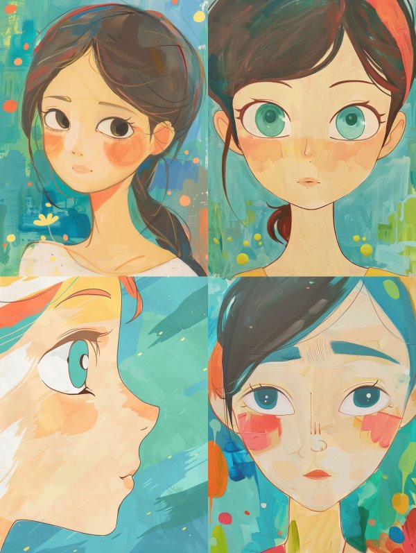 Whimsical Gazes in Watercolor