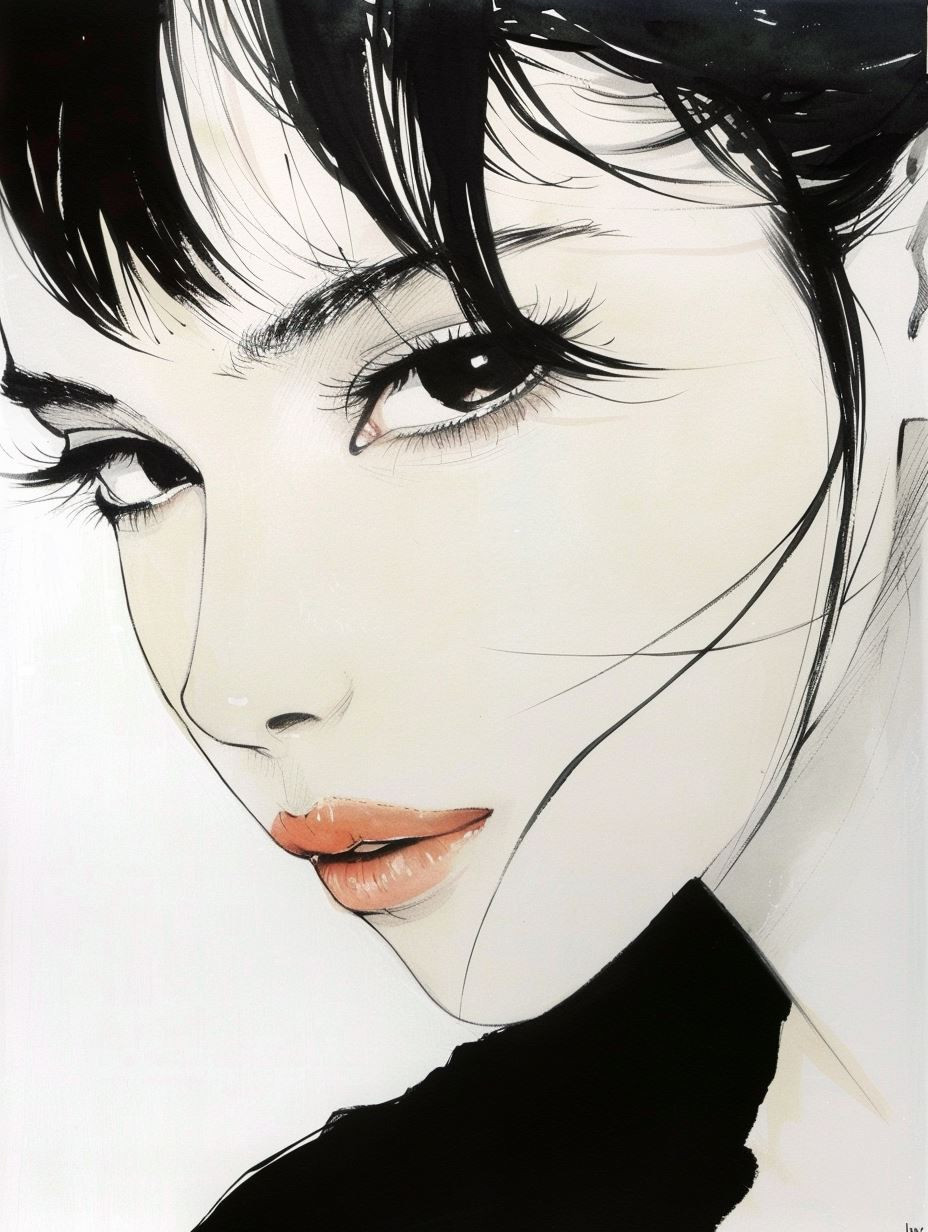 Ethereal Gazes in Ink and Wash - Image 4