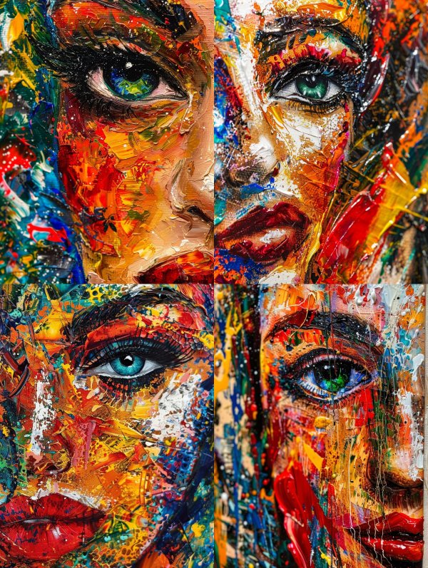 Vibrant Impasto Portrait Gaze