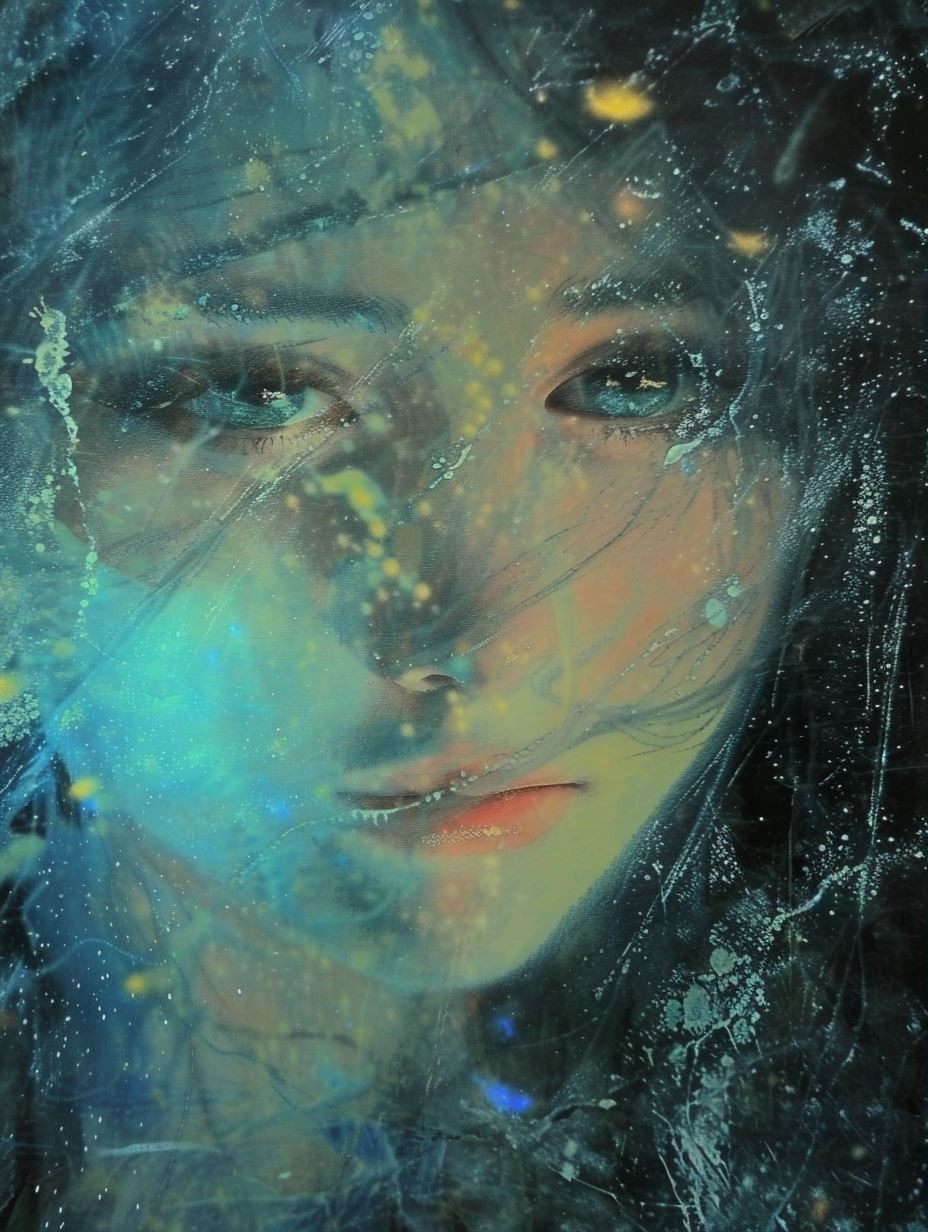 Ethereal Faces Behind Frozen Glass - Image 1