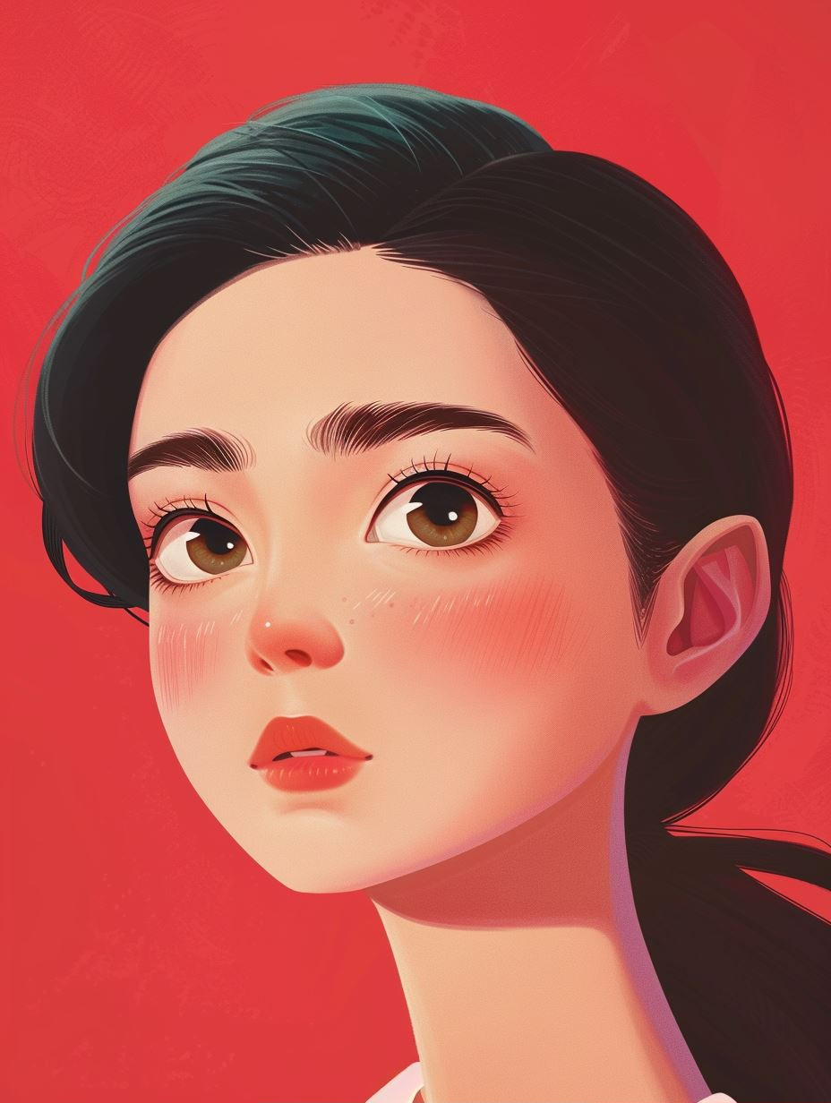 Crimson Glow Stylized Portraits - Image 1