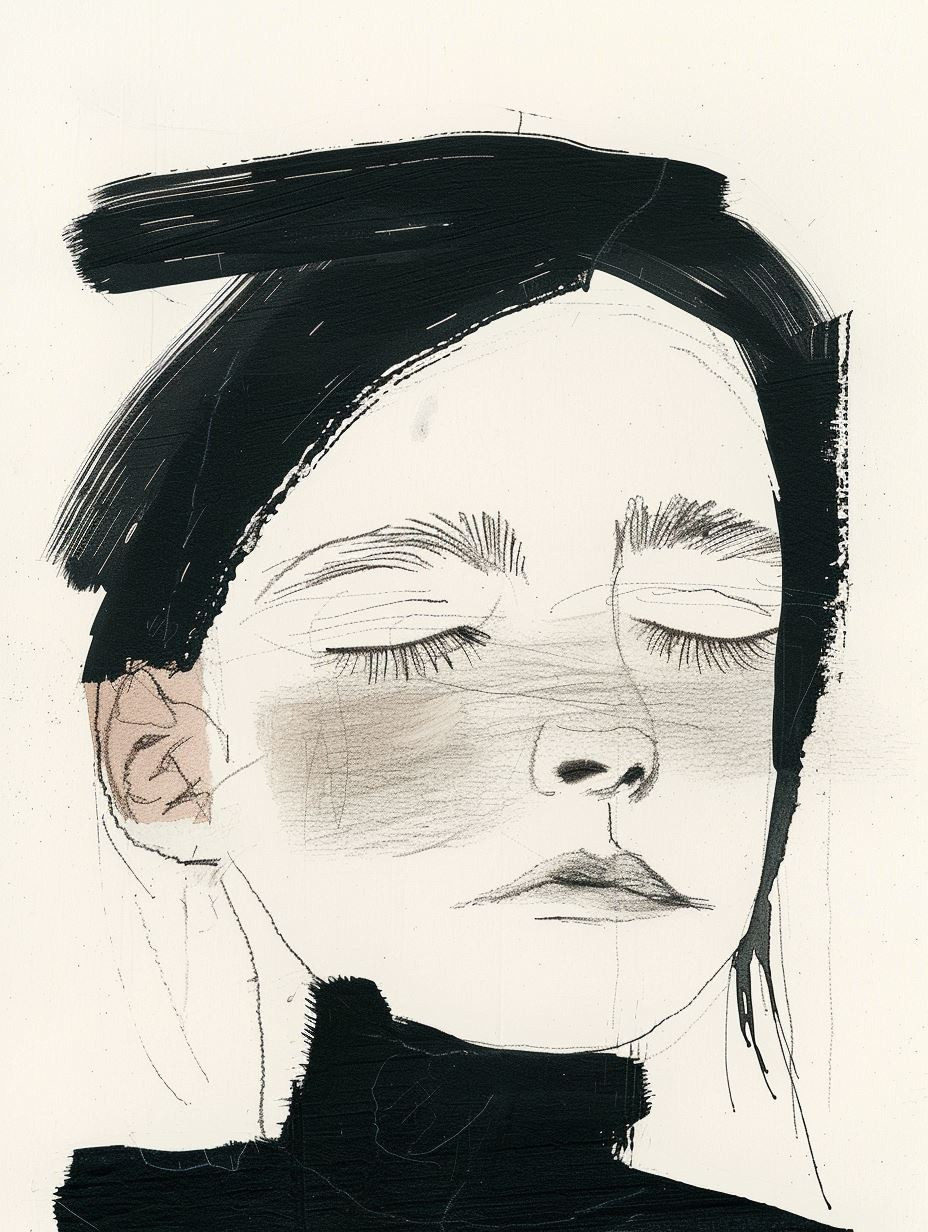 Whispers of Silence: Ink Portrait Studies - Image 3