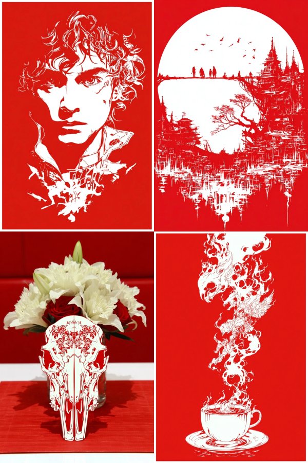 Crimson Contrast Art Collection