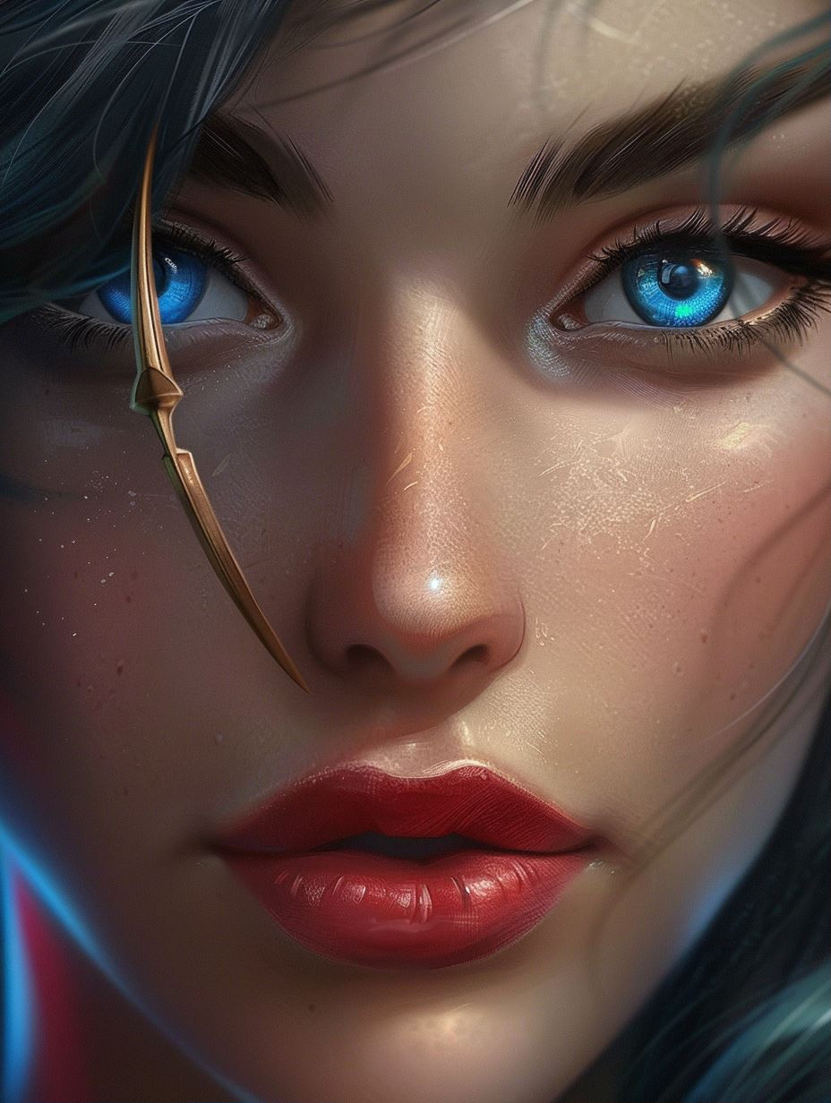 Ethereal Gaze of Neon Azure - Image 1