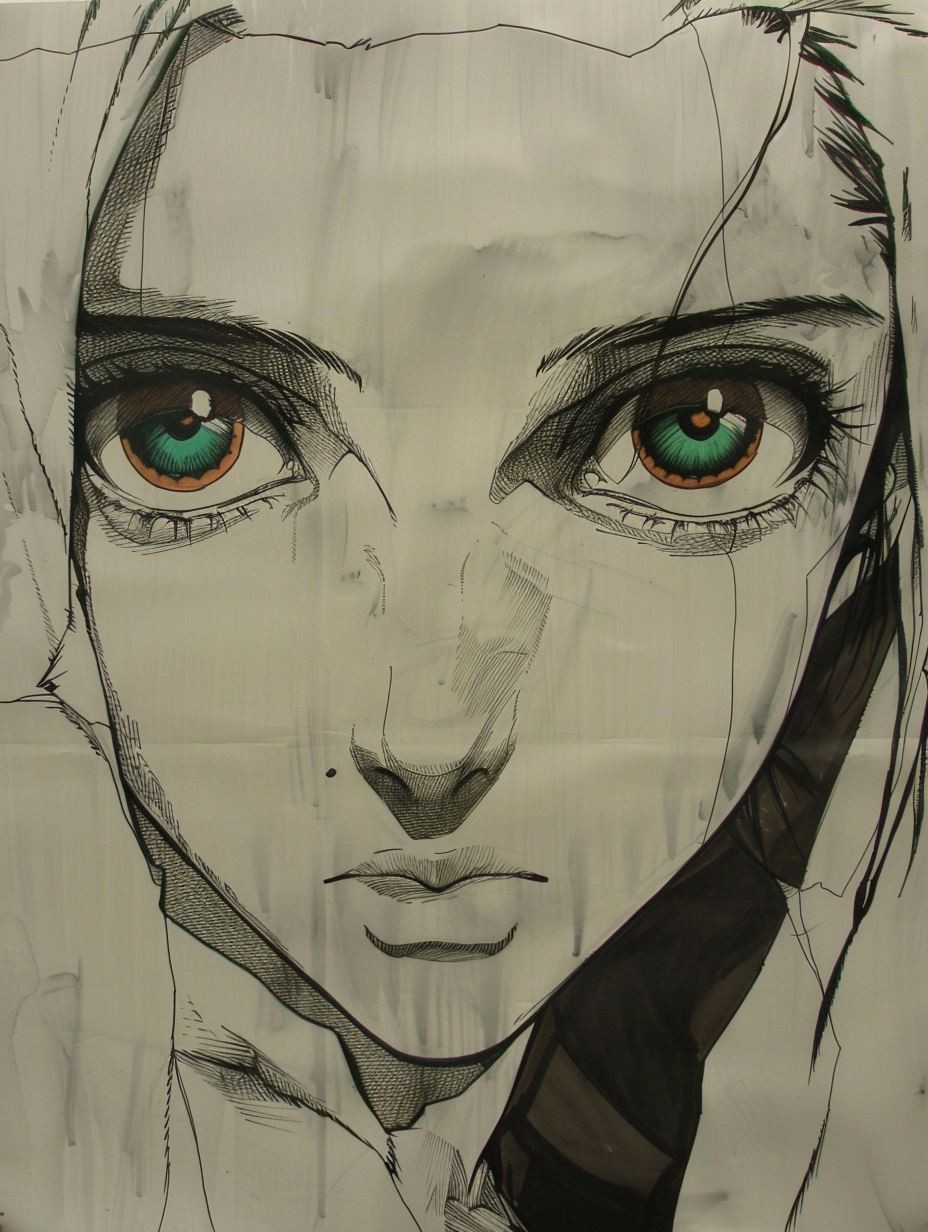 Ethereal Ink and Emerald Gaze - Image 1