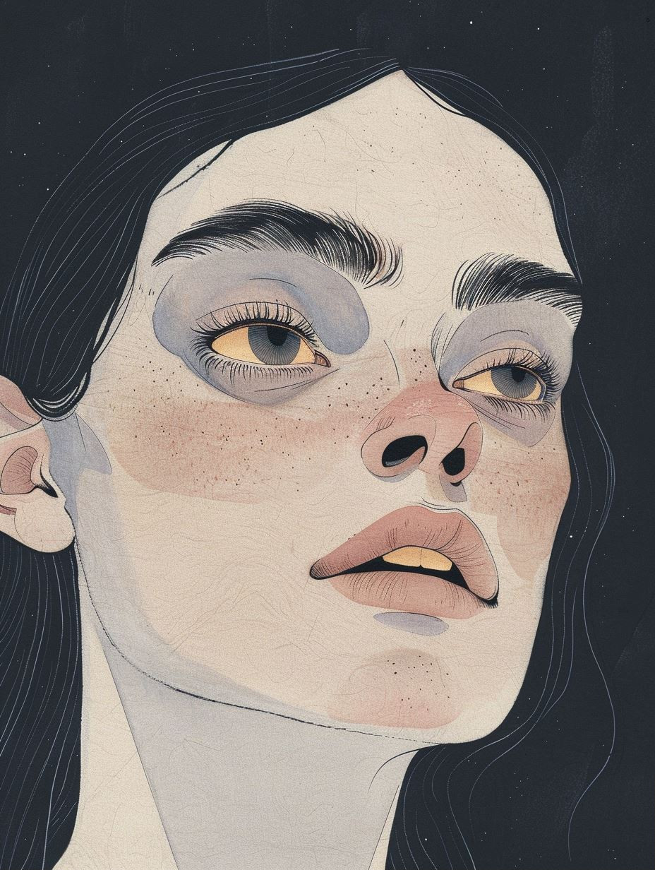 Ethereal Gaze in Muted Tones - Image 1