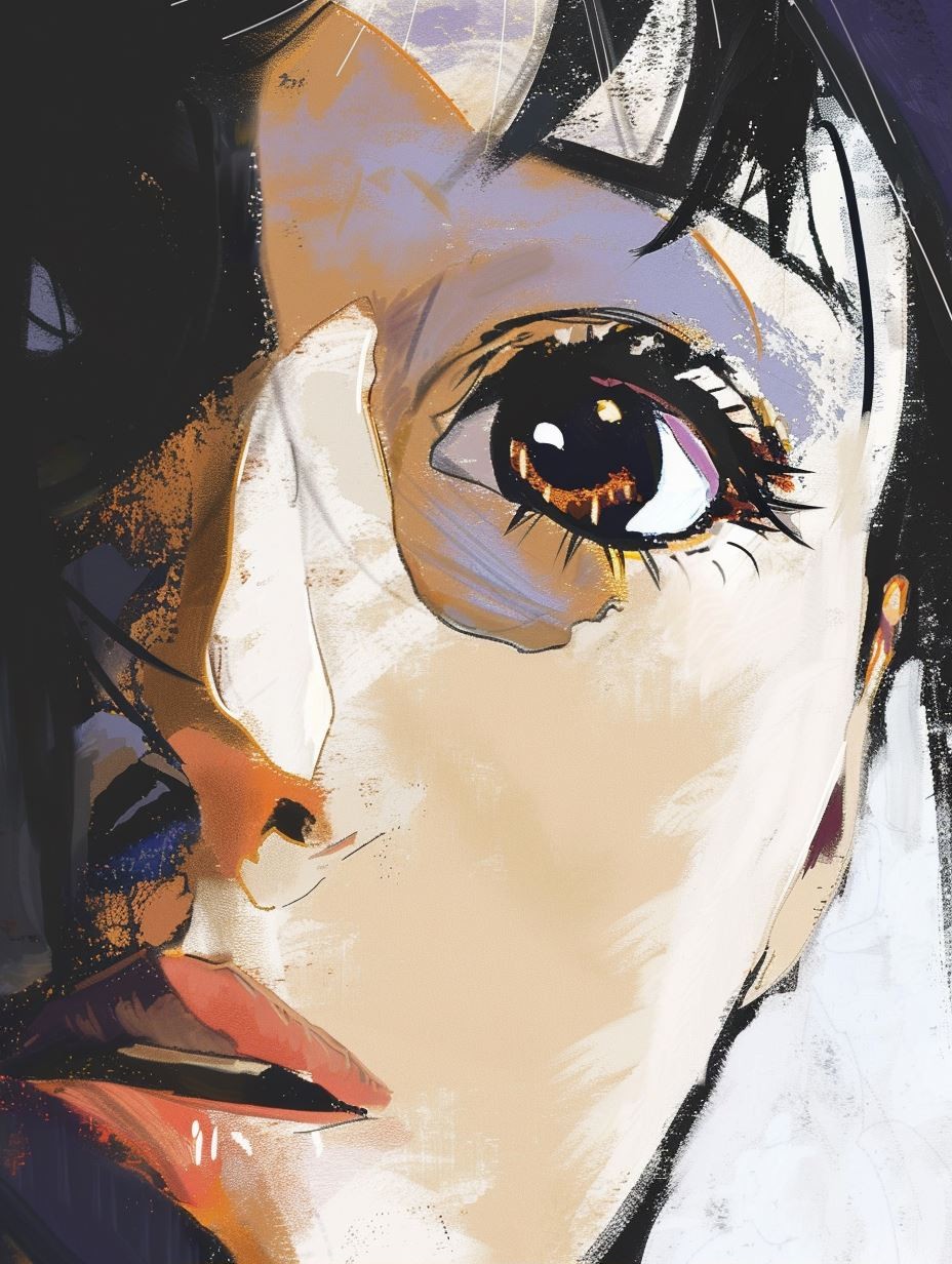 Abstract Digital Anime Portrait