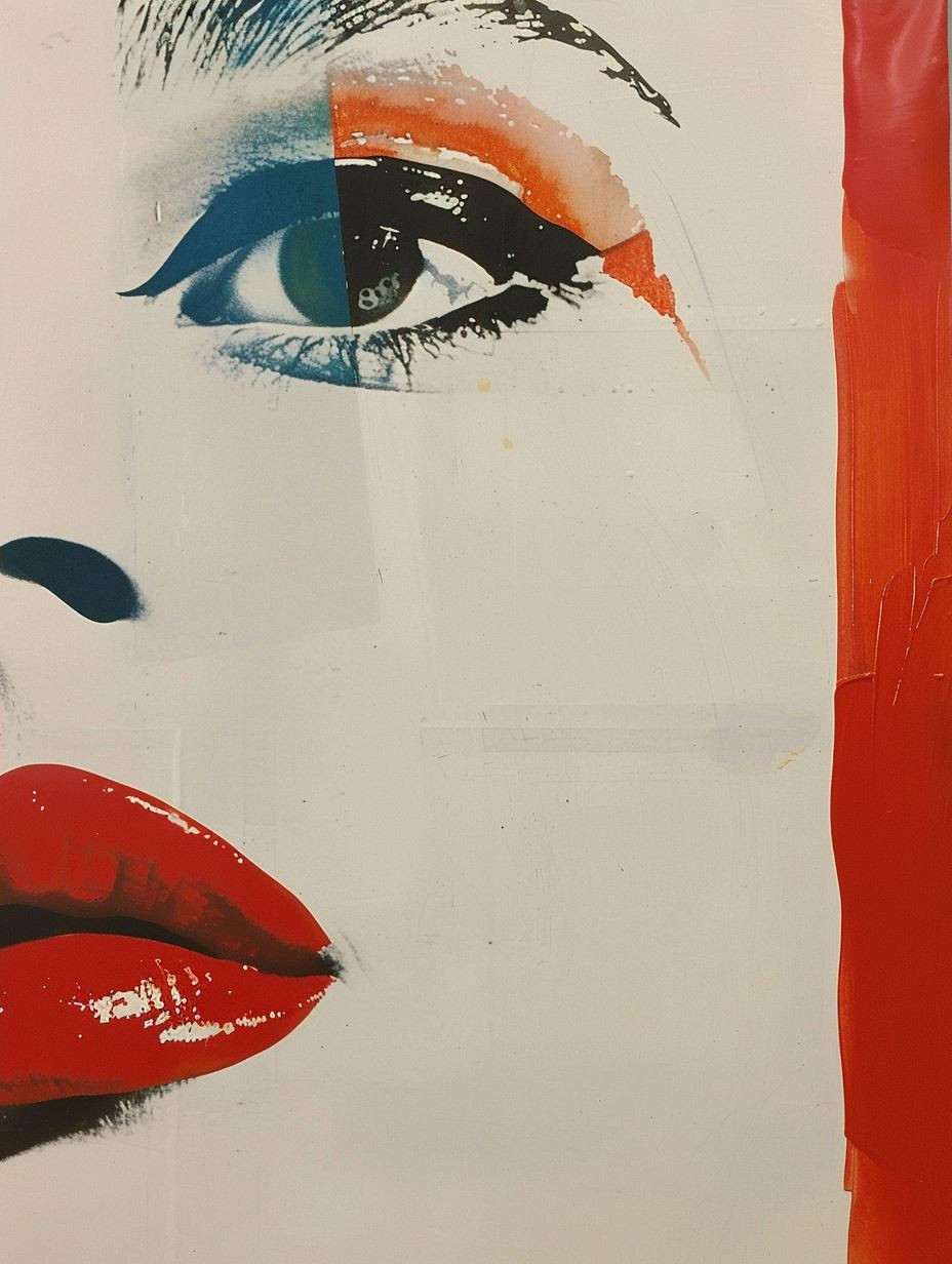 Fragmented Beauty in Red and White - Image 4