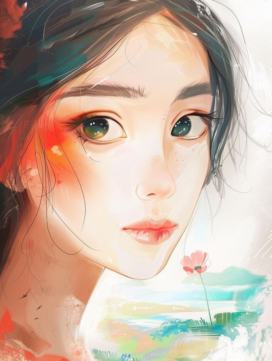 Ethereal Blooms: A Digital Portrait Series - Image 1