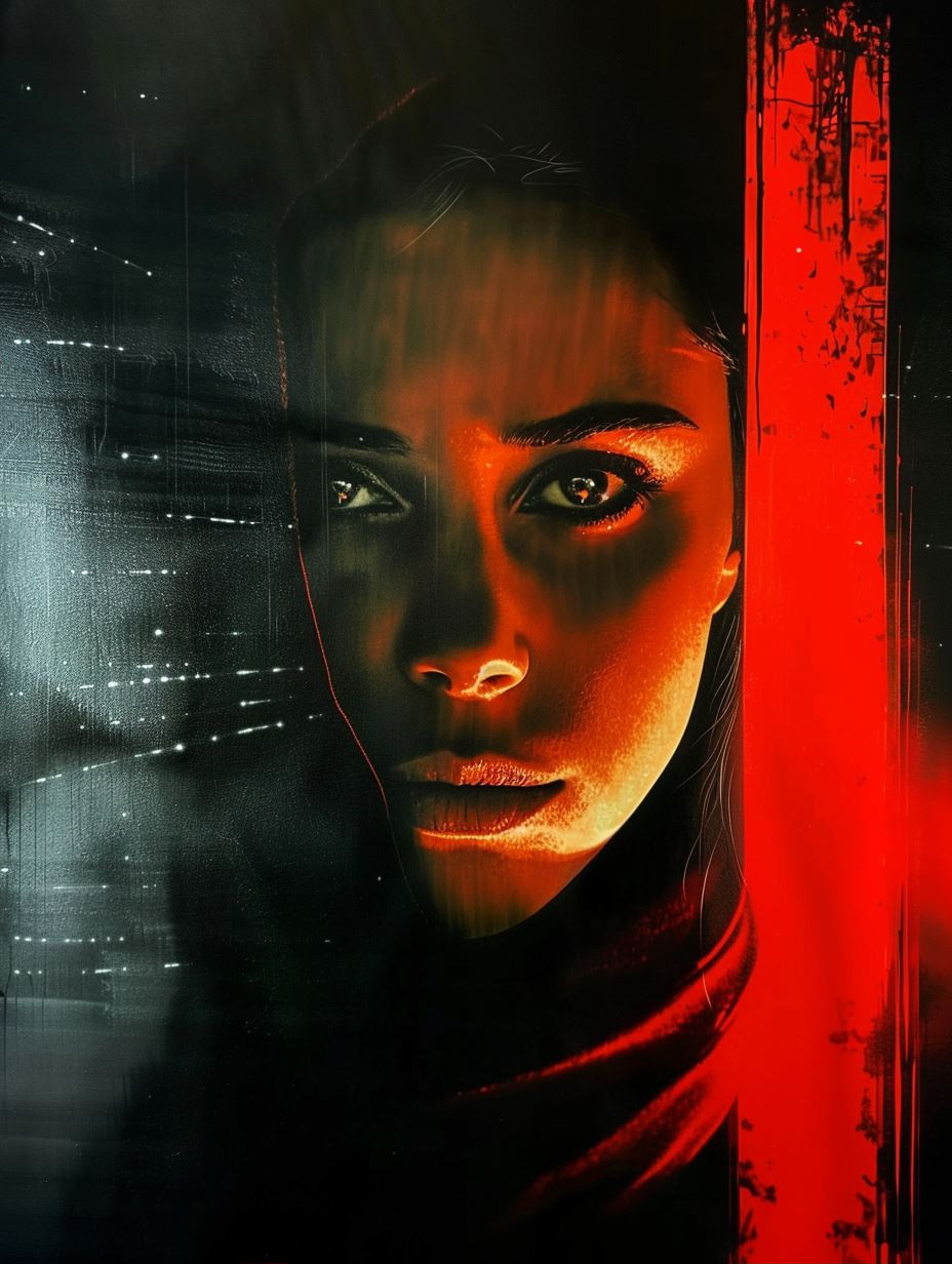 Crimson Glitch Cybernetic Portrait - Image 2