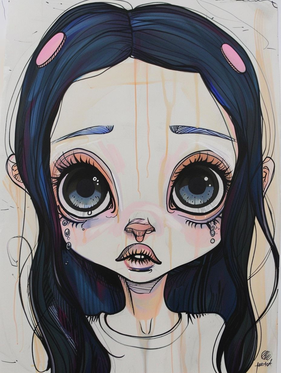 Melancholic Stylized Portrait Studies - Image 1