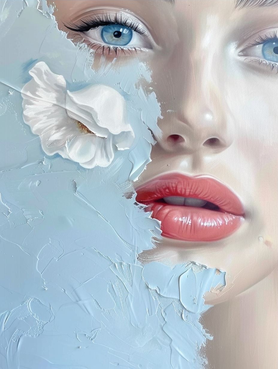 Ethereal Blue Oil Portrait - Image 3