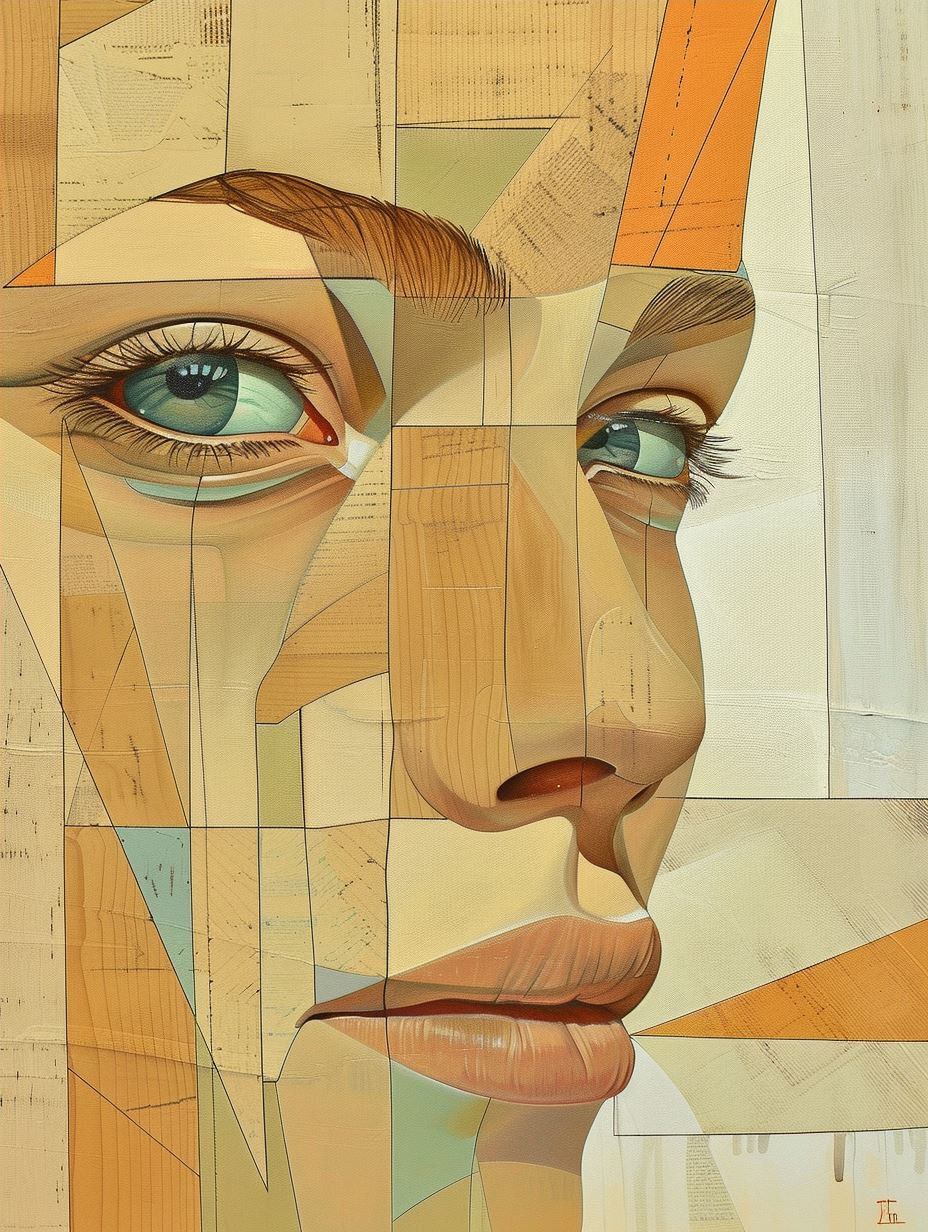 Fragmented Gaze Cubist Portraits - Image 4