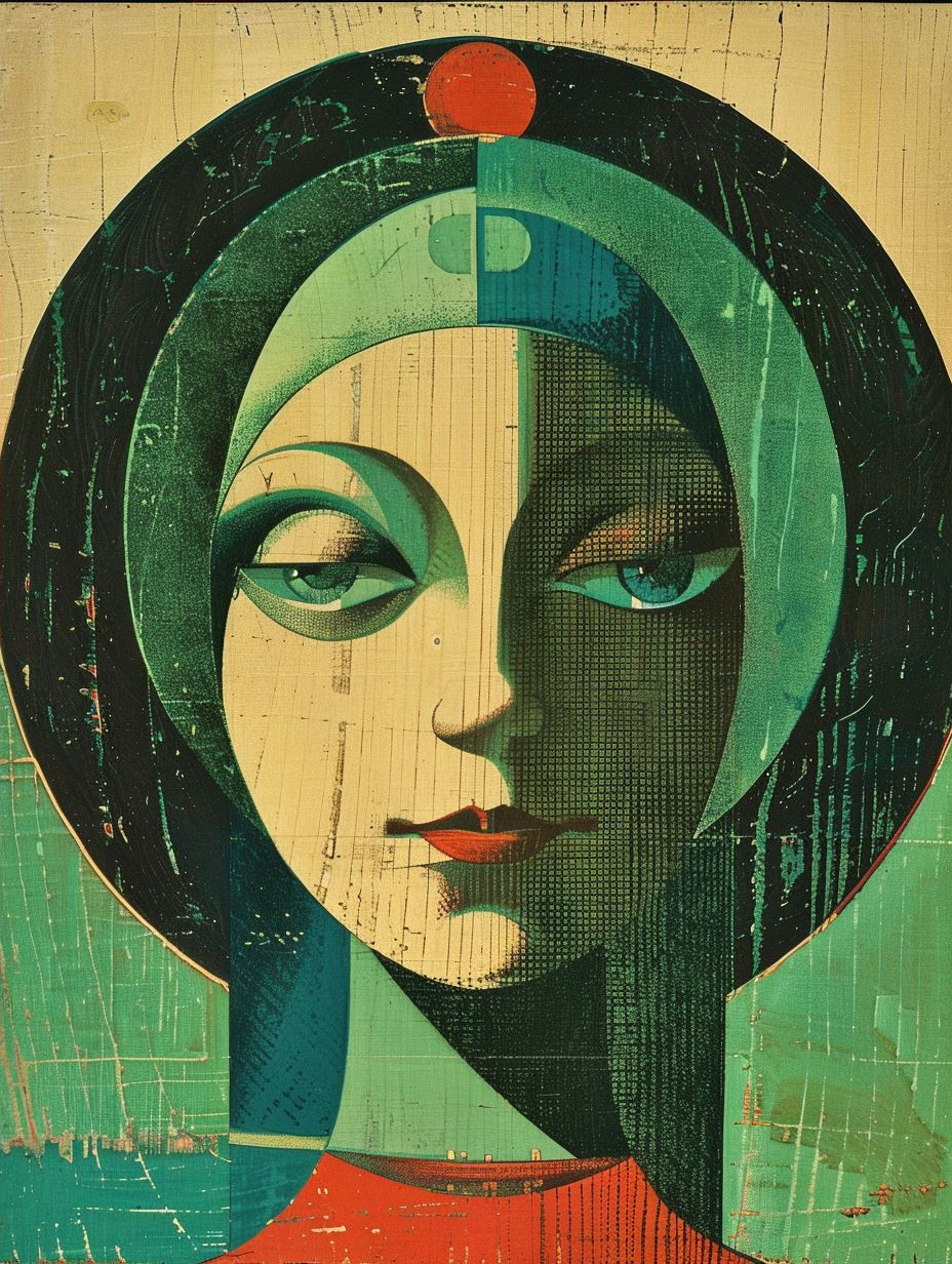 Geometric Prism Portrait in Teal - Image 4