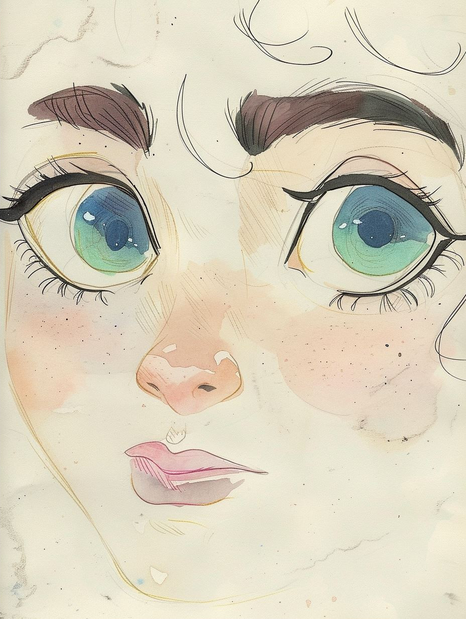 Dreamy Gazes in Watercolor - Image 2