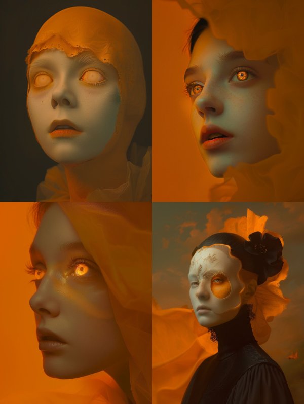 Ethereal Amber Veil Portrait