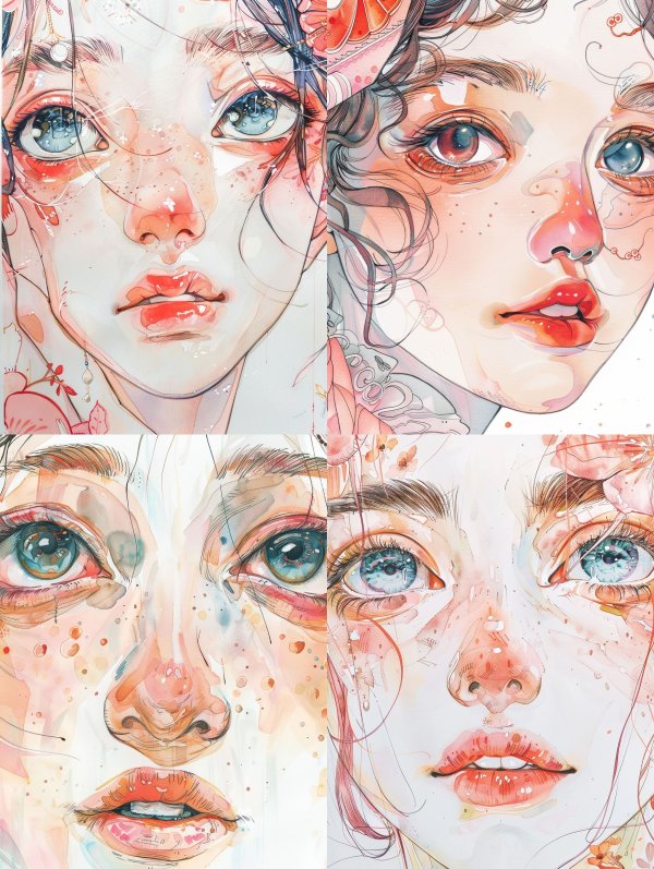 Ethereal Gazes in Watercolor