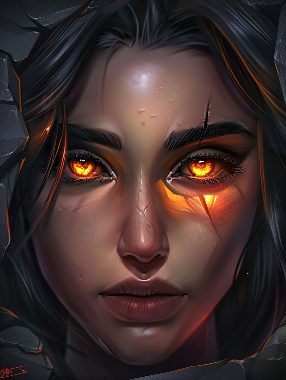 Glowing Amber Ethereal Portraits - Image 1