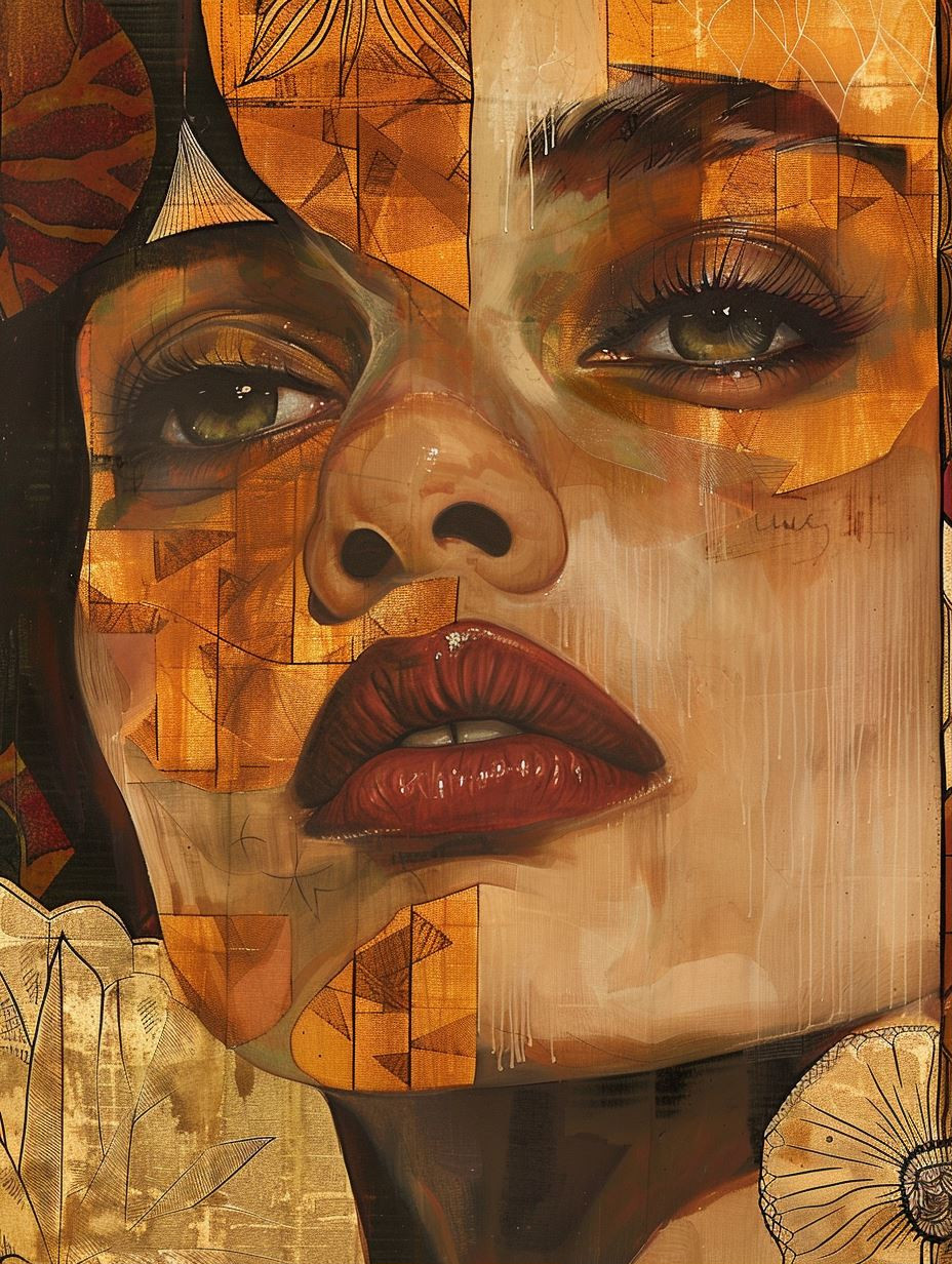Golden Fragmented Portrait Study