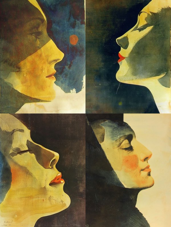 Ethereal Watercolor Profile Portraits