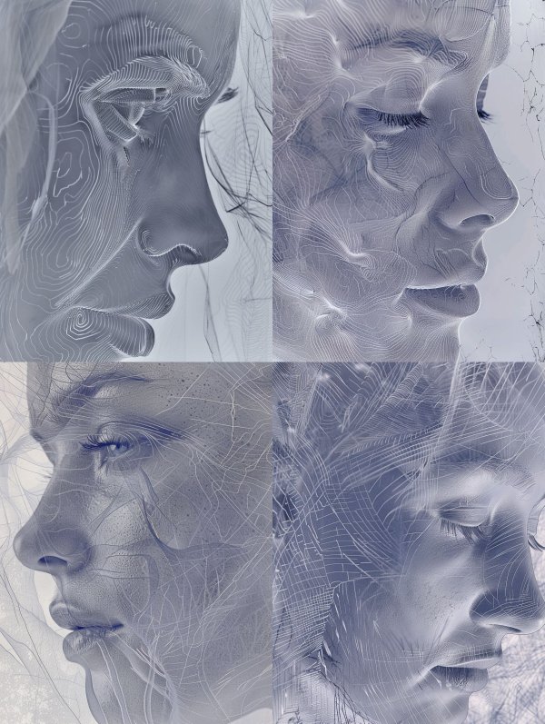 Ethereal Frozen Marble Portraits