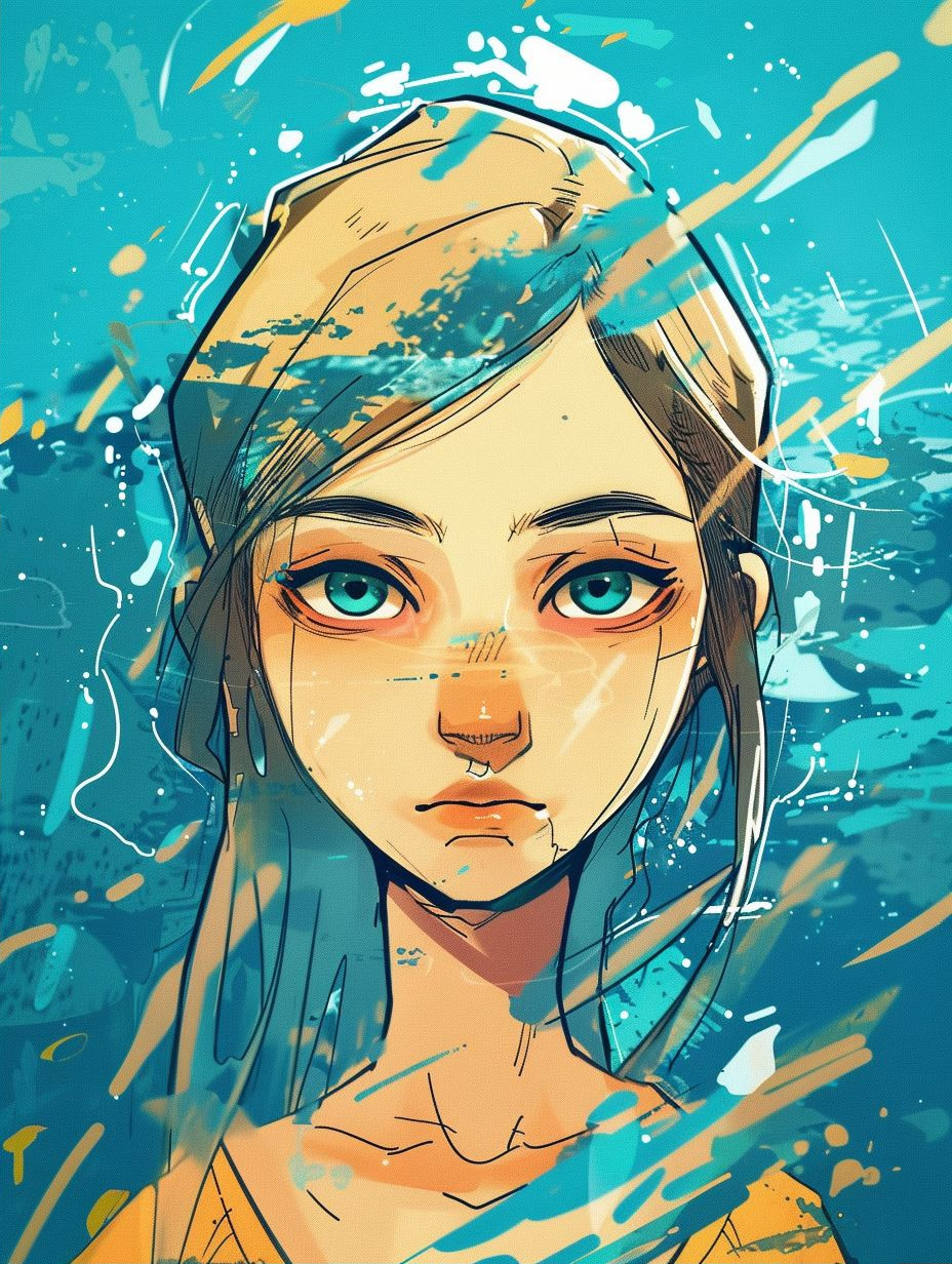 Azure Visions: A Digital Portrait Study - Image 2