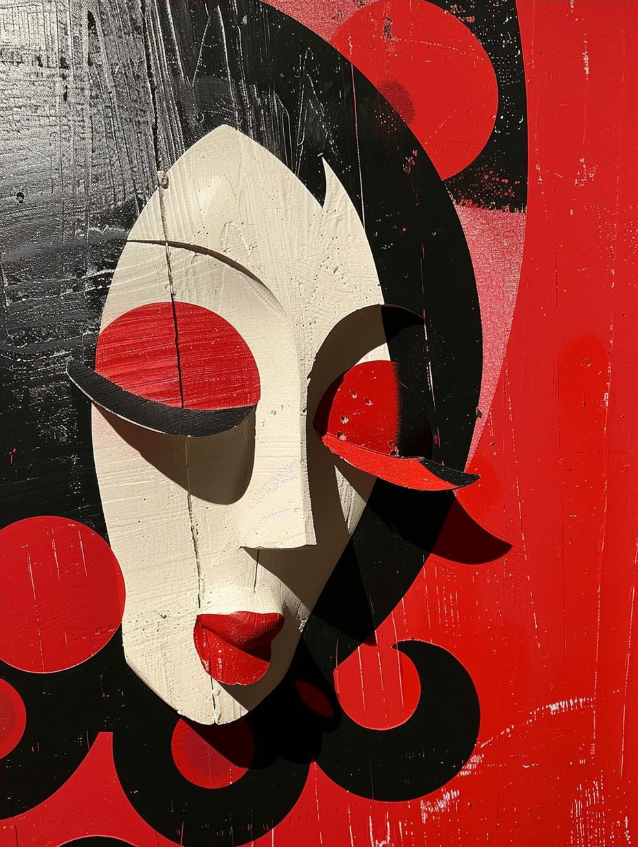 Crimson Shadows Modernist Portrait - Image 4