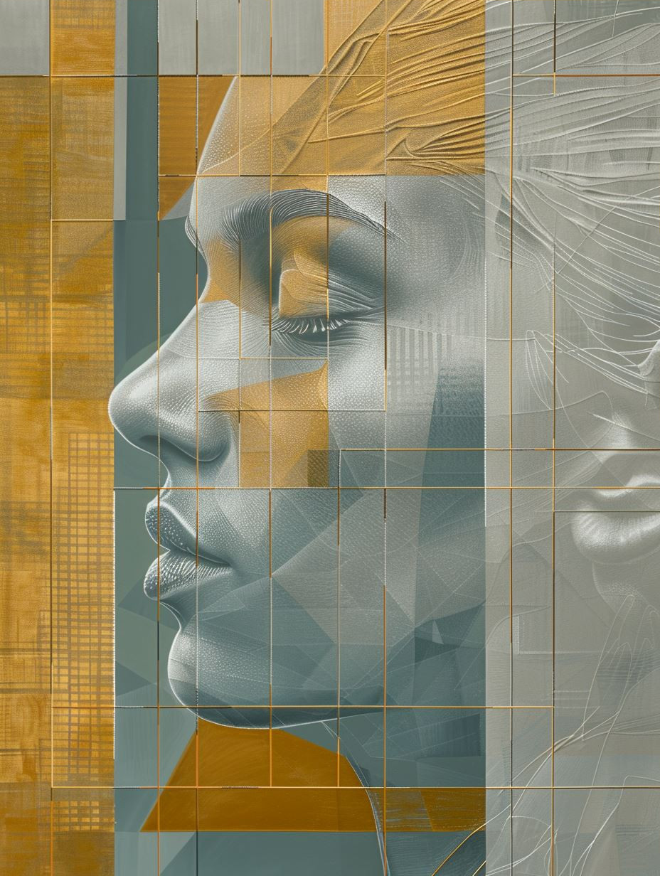Fragmented Portraits in Ochre Tones - Image 3