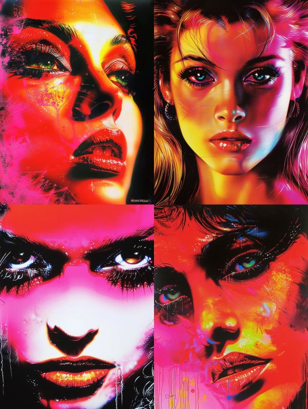 Neon Visions: Vibrant Female Portraits