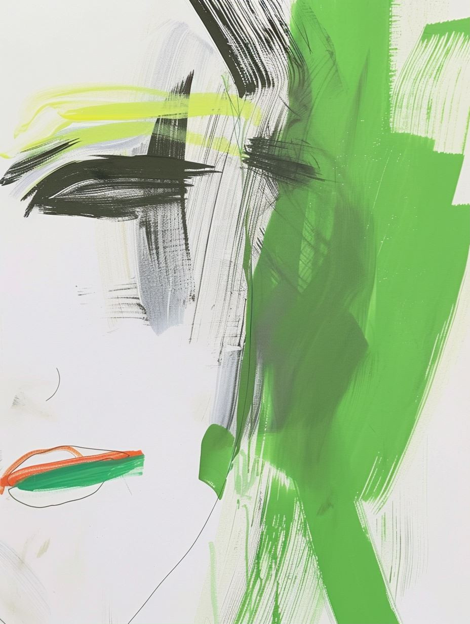 Abstract Green Expressionist Portraits - Image 1