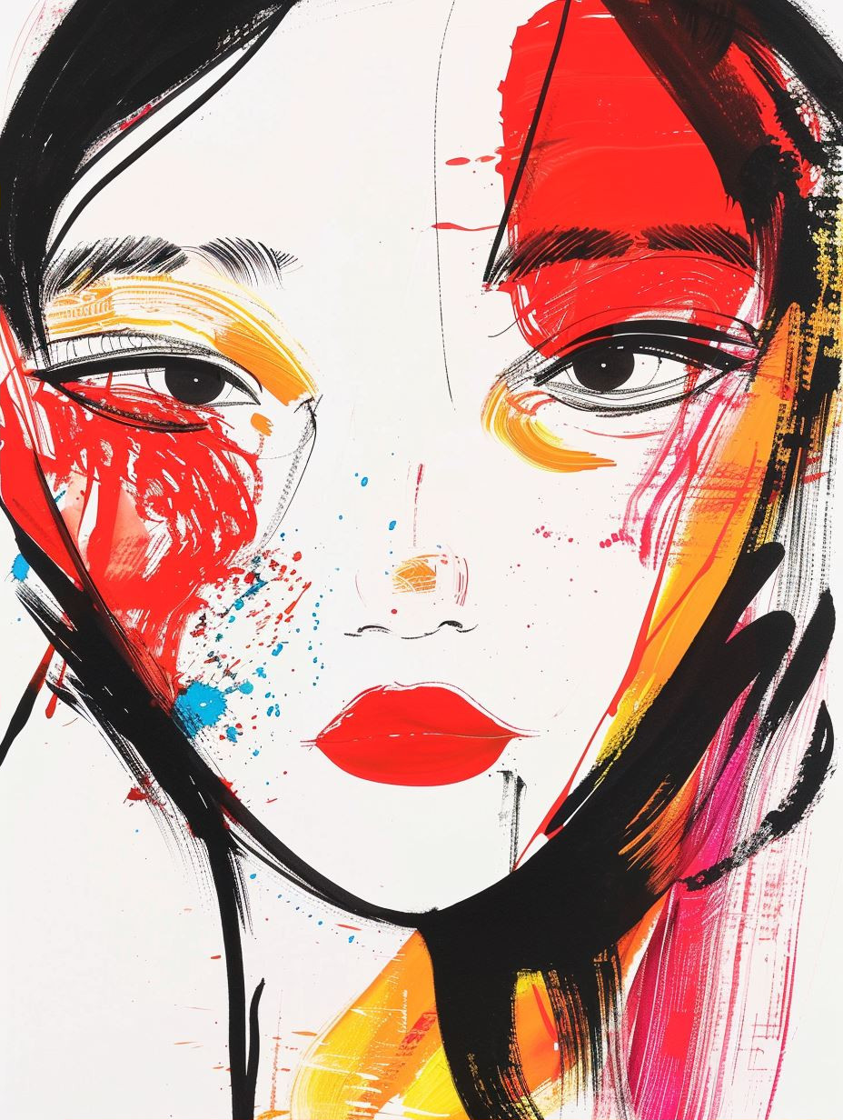 Abstract Expressionist Asian Portraits - Image 2