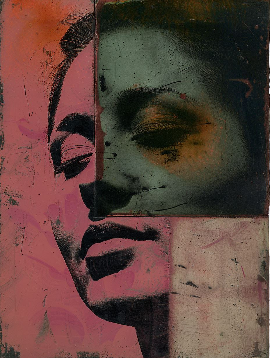 Ethereal Magenta Mixed Media Portrait - Image 4