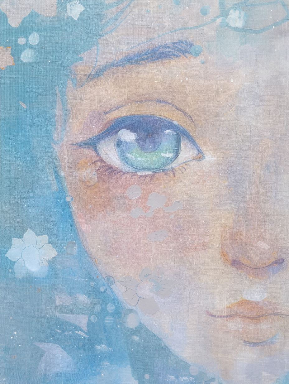 Ethereal Gaze in Pastel Mist - Image 4