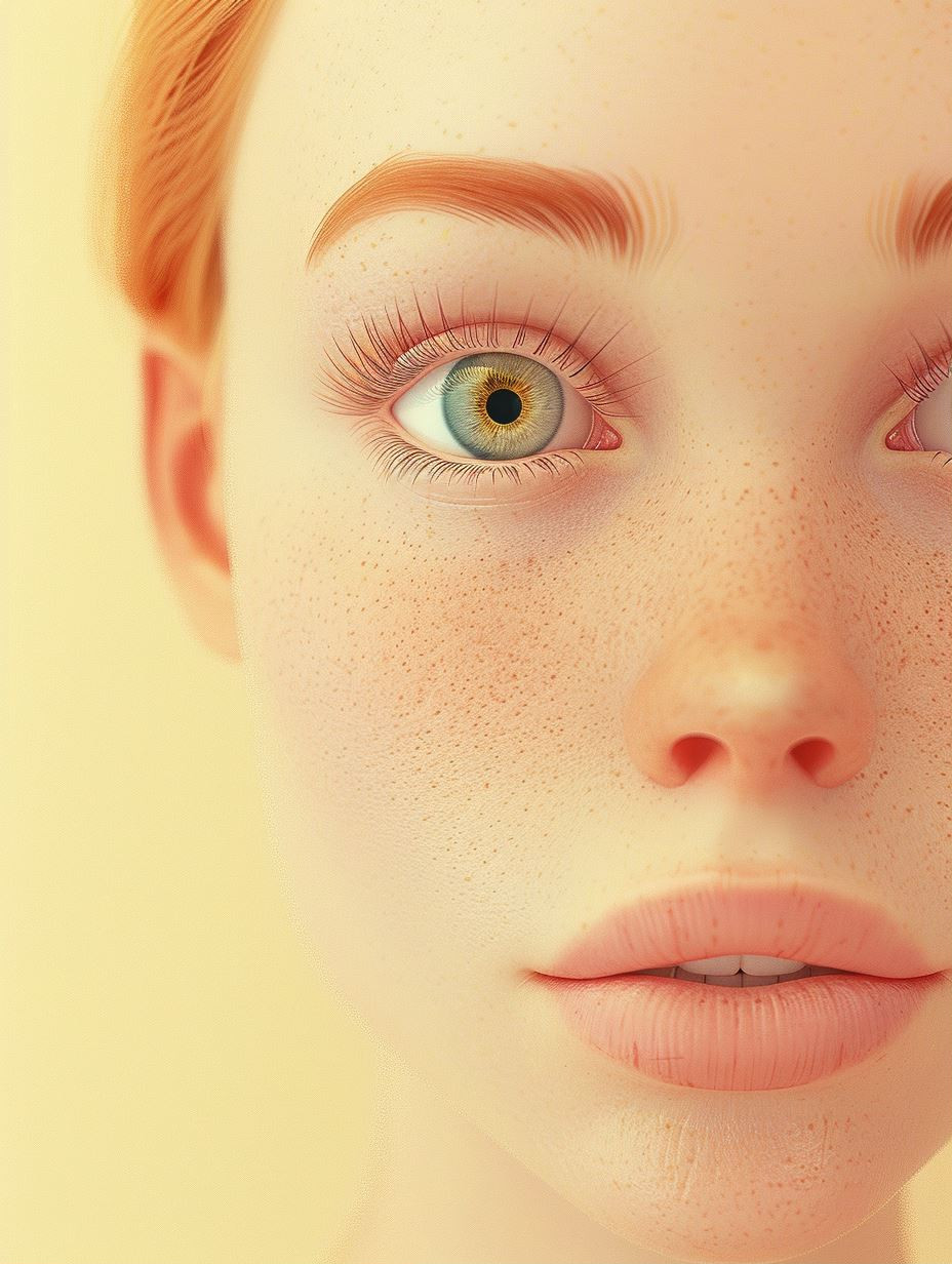 Ethereal Gaze: A Study in Freckled Beauty - Image 1