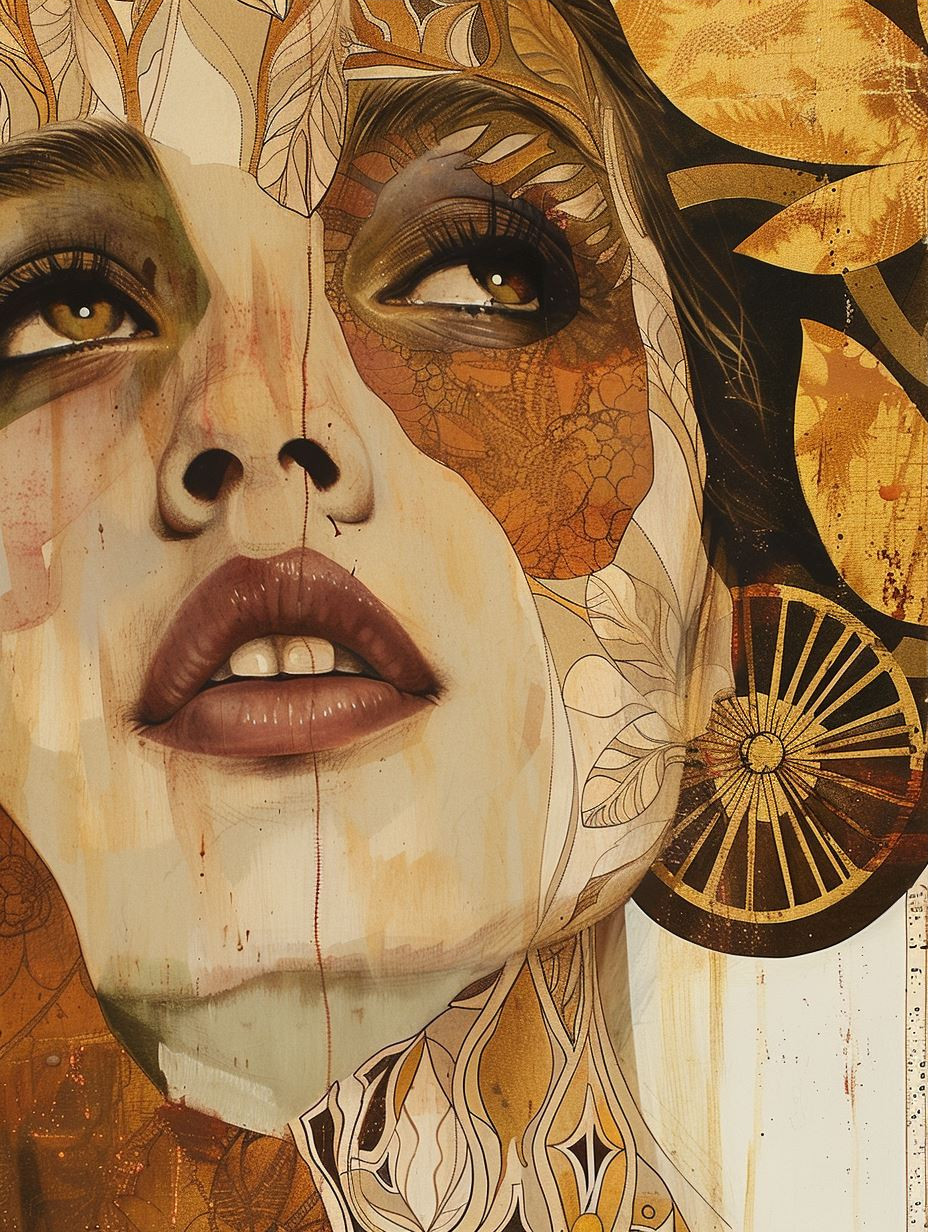 Golden Fragmented Portrait Study - Image 3
