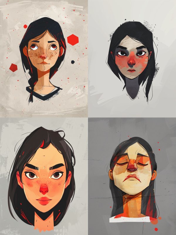 Melancholy Gaze in Crimson Accents