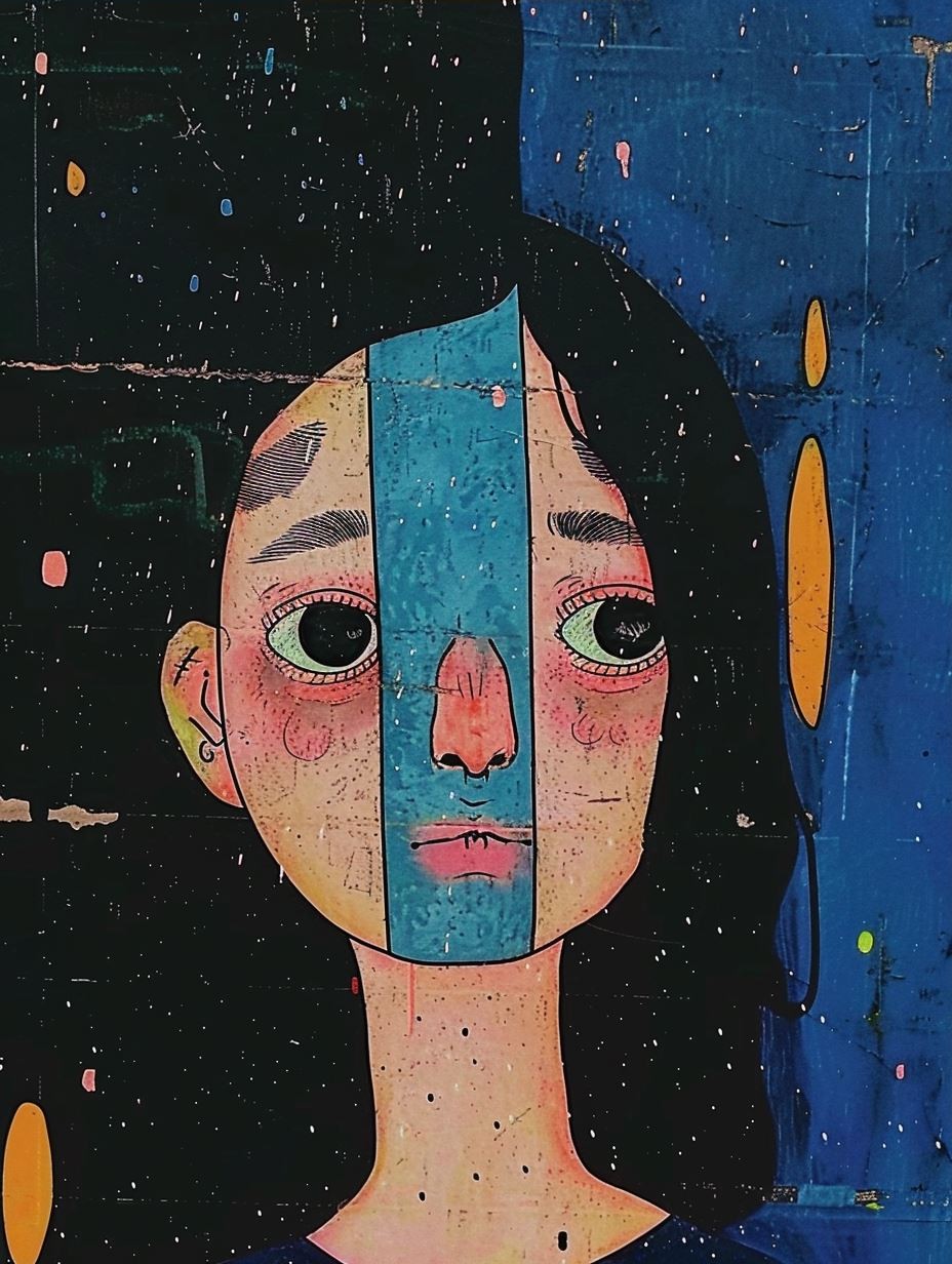 Melancholy Gaze in Blue - Image 3
