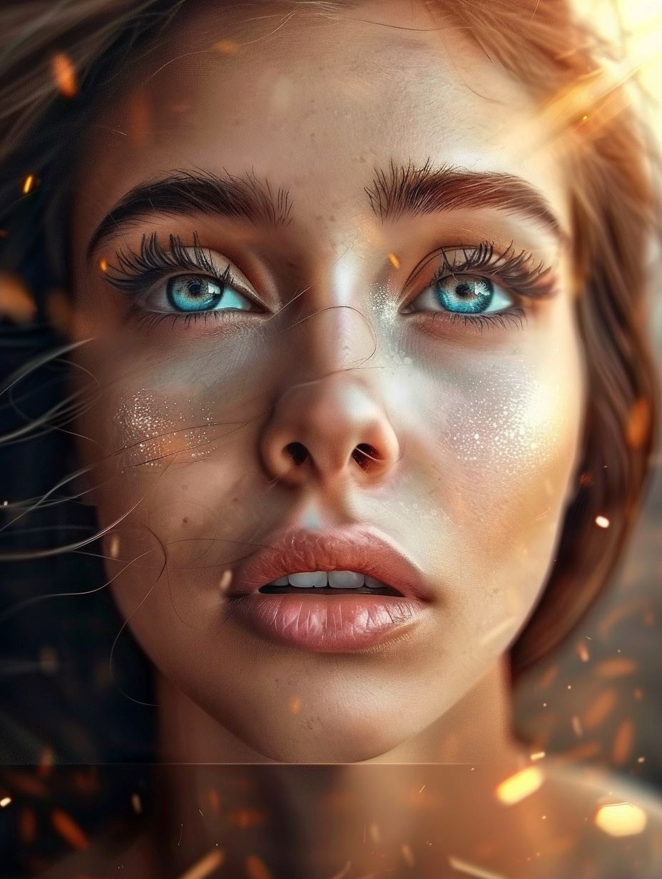 Ethereal Gaze Amidst Golden Embers - Image 1