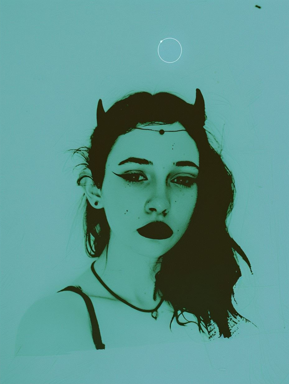 Ethereal Teal Portrait Study - Image 2