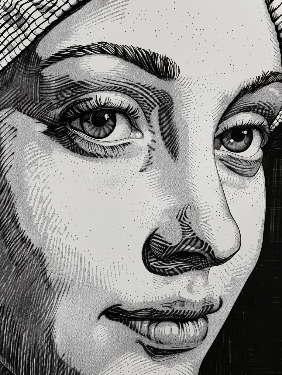 Monochrome Halftone Portrait Study - Image 3