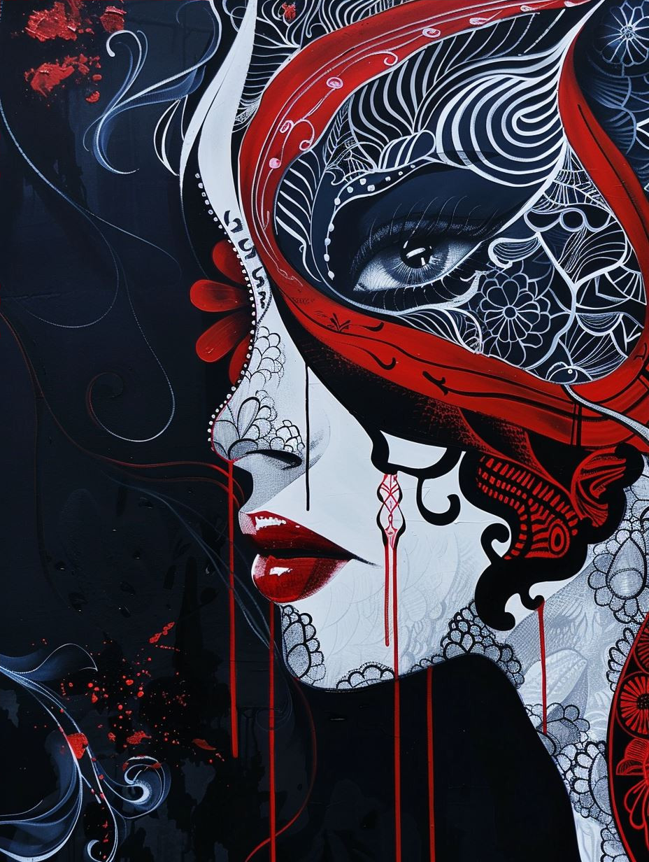 Crimson Flow Surreal Portrait - Image 4