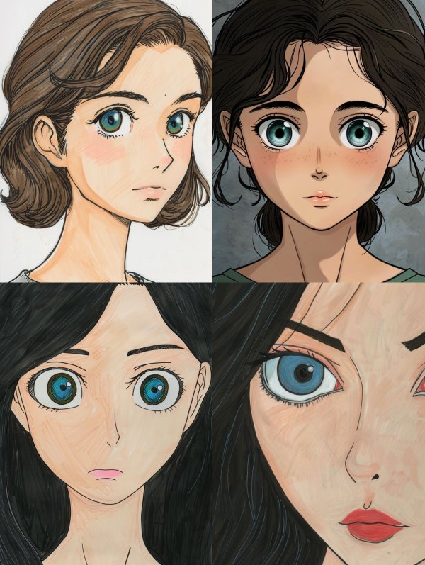Vintage Hand-Drawn Anime Portrait