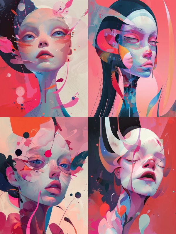 Surrealist Neon Dream Portraits